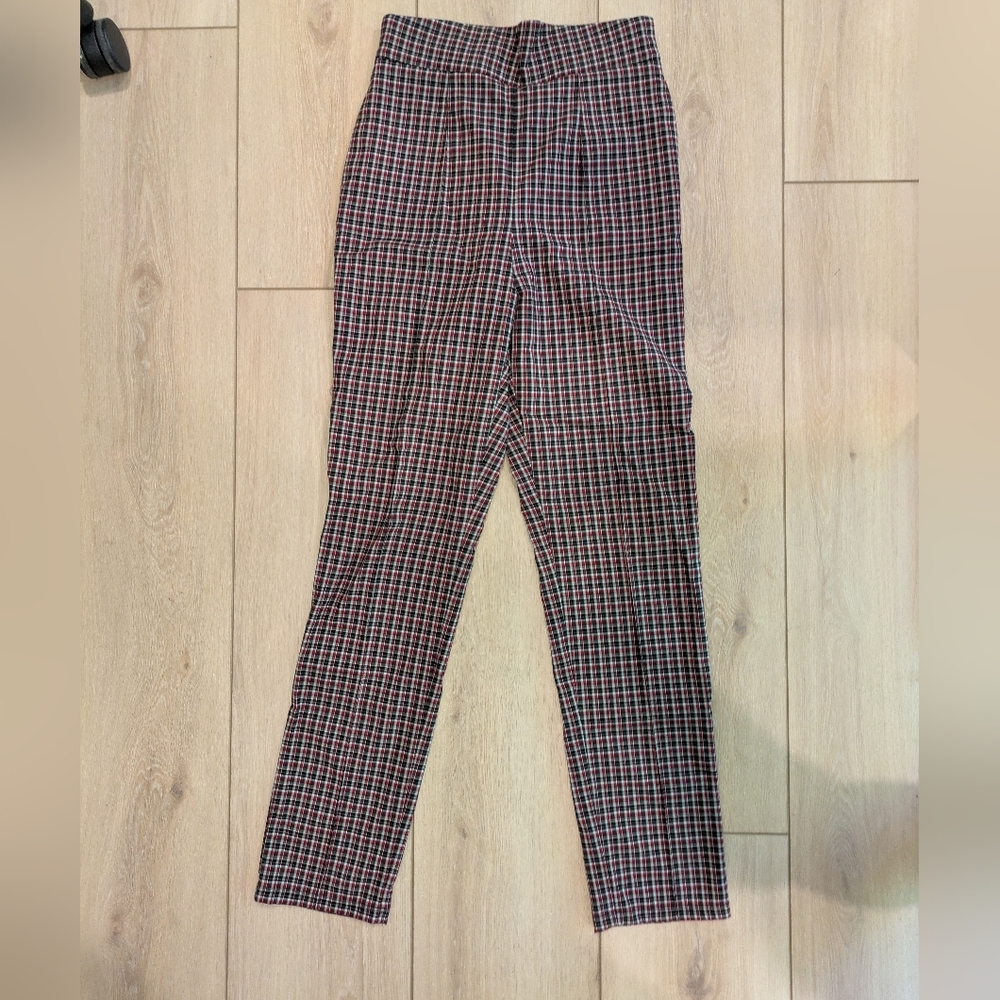 Pinup Couture Plaid Trousers - Red and Black Sz M